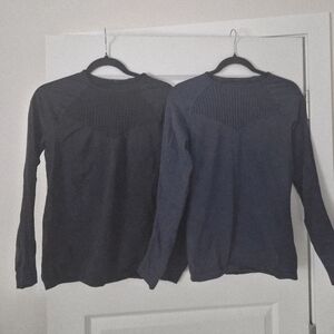 Fabletics Women's Crewneck Long-Sleeve Tops - Black & Navy